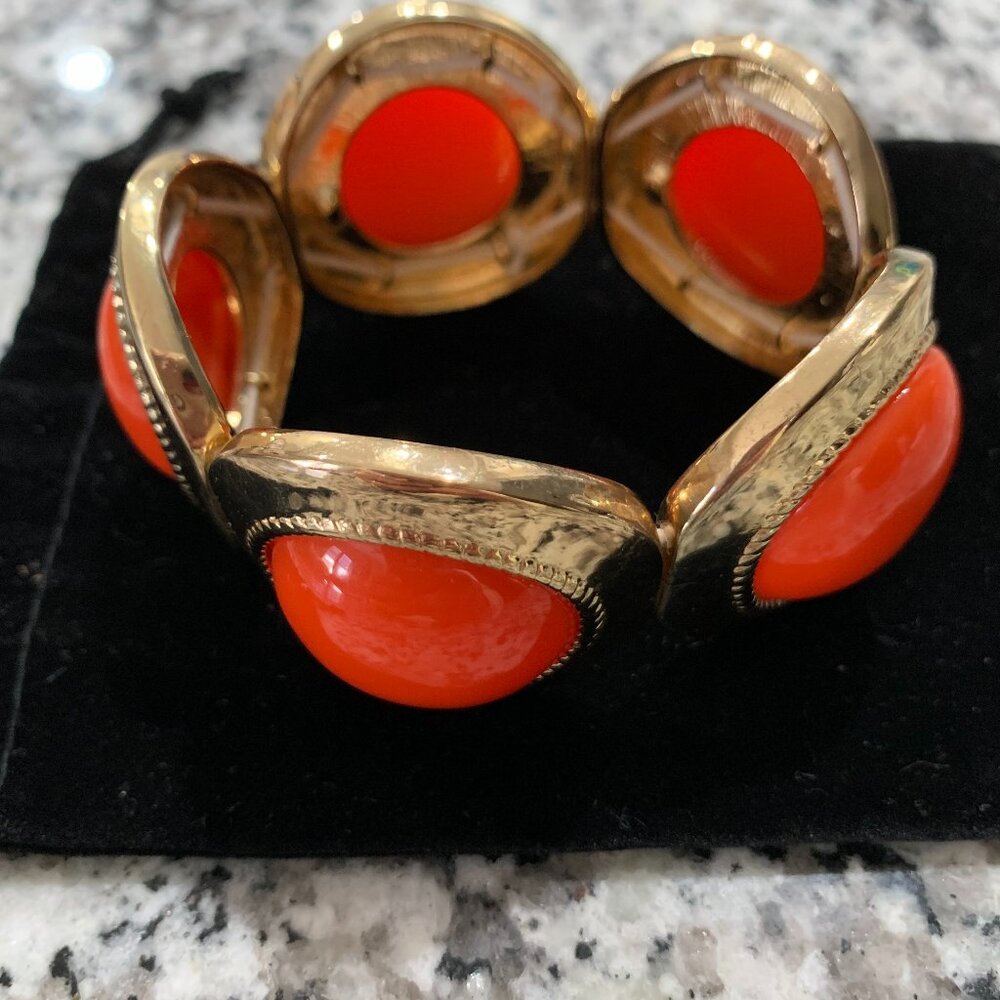 Gold Color Bracelet with Orange Stones